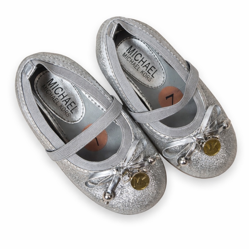 Michael Kors Kids Silver Ballet Flats. Great Condition. Infant Size 7.